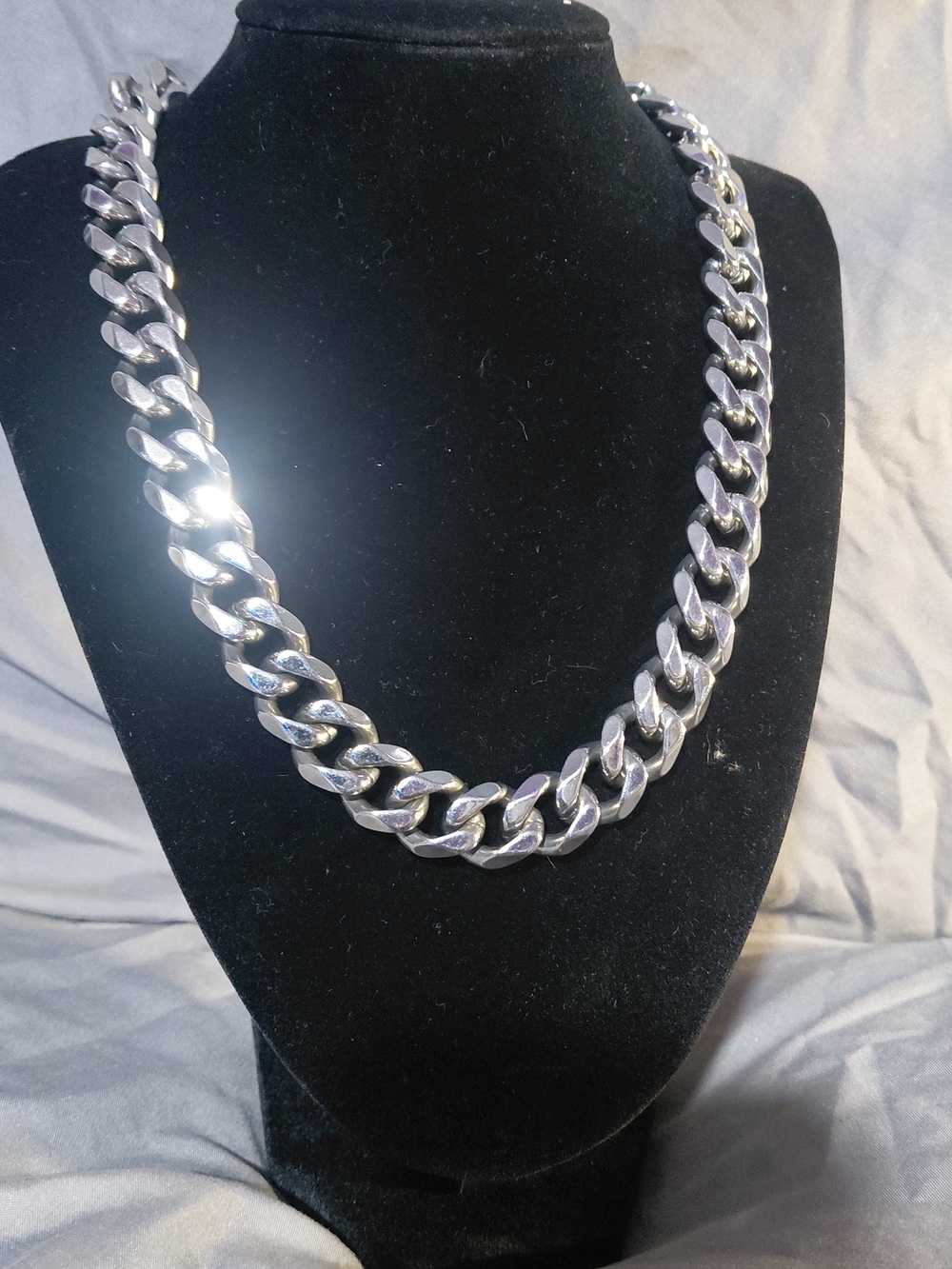 Chunky Silver Cuban Link Necklace